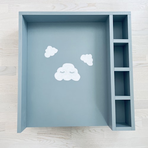 Skötbord till tvättmaskin - duvblå med moln
