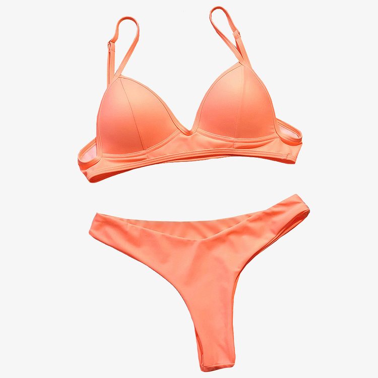 Orange pushup bikini vadderad