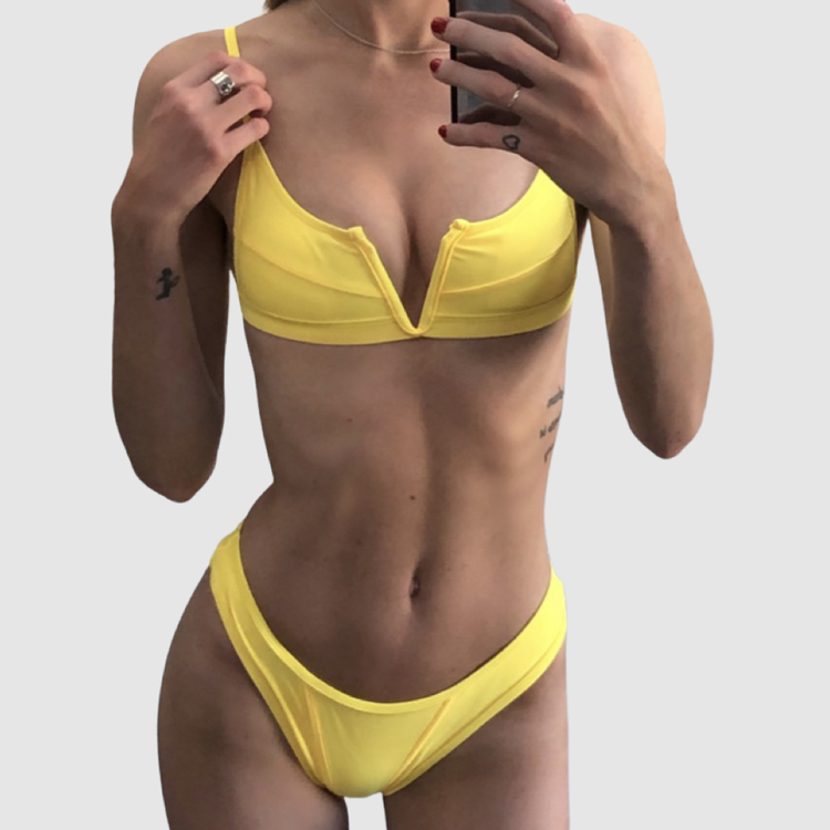 snygg billig gul bikini