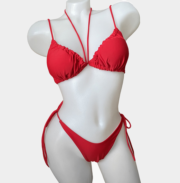 badkläder för tjejer, röd bikini med snygg design billig i fin kvalité