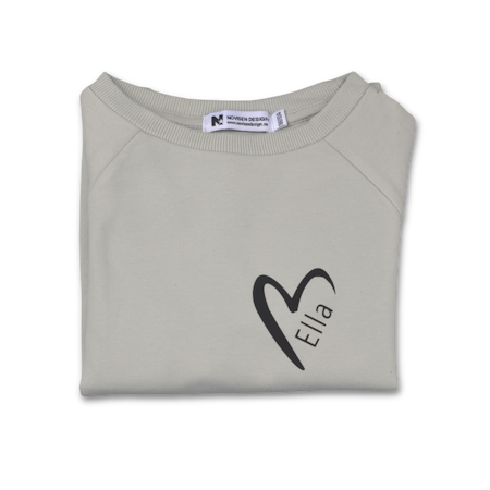 Sweatshirt - Namn i Hjärta (ljusgrå/beige)