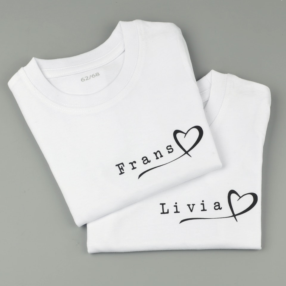 T-shirt - heart (vit)