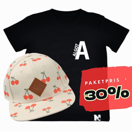 PAKETPRIS - Namntshirt & keps (Körsbär)