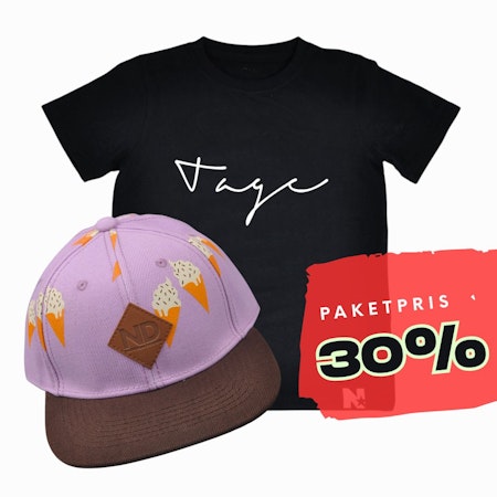 PAKETPRIS - Namntshirt & keps (Glassar lila)