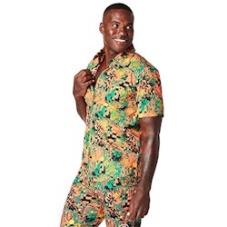 Get Tropical Short Sleeve Button Up Top