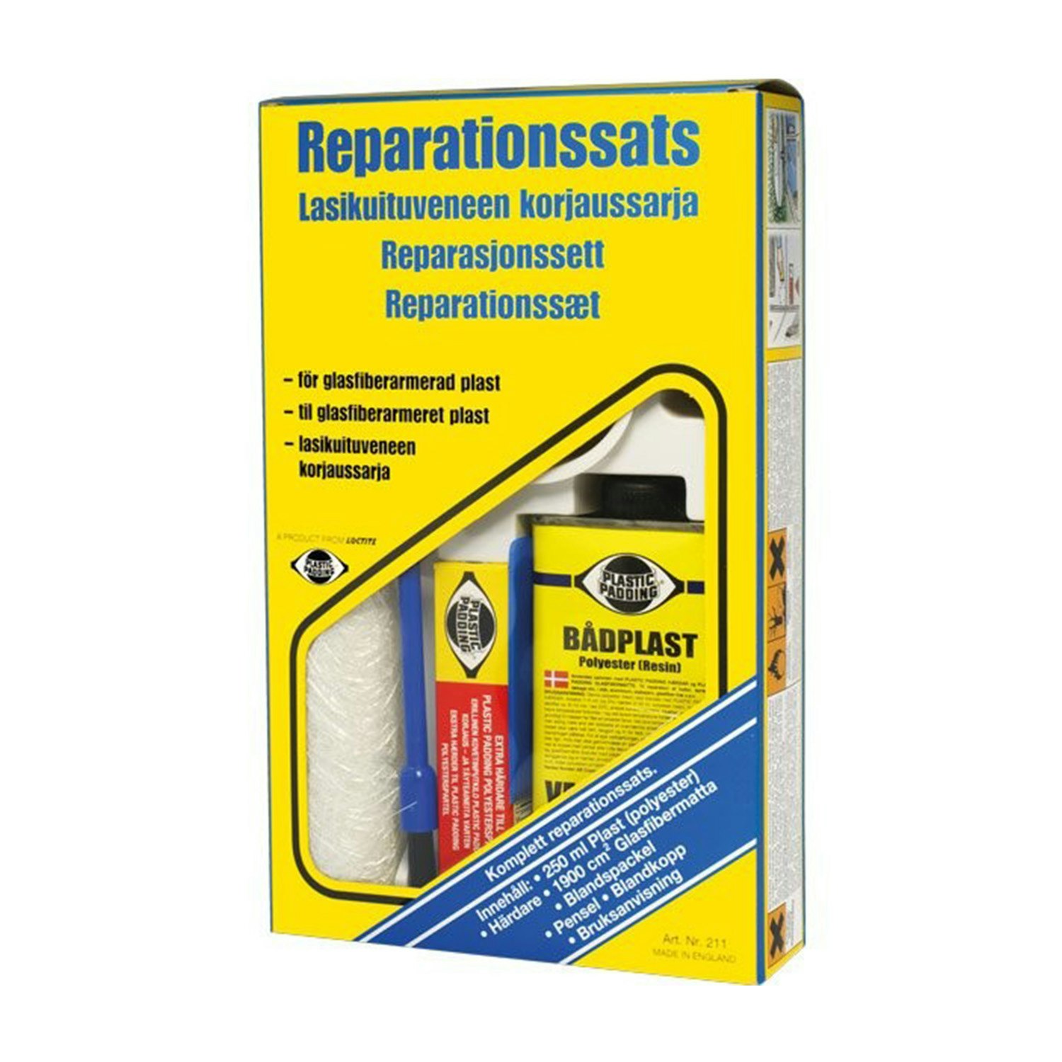Reparationssats - 250ml polyester - 20x90cm glasfiberväv