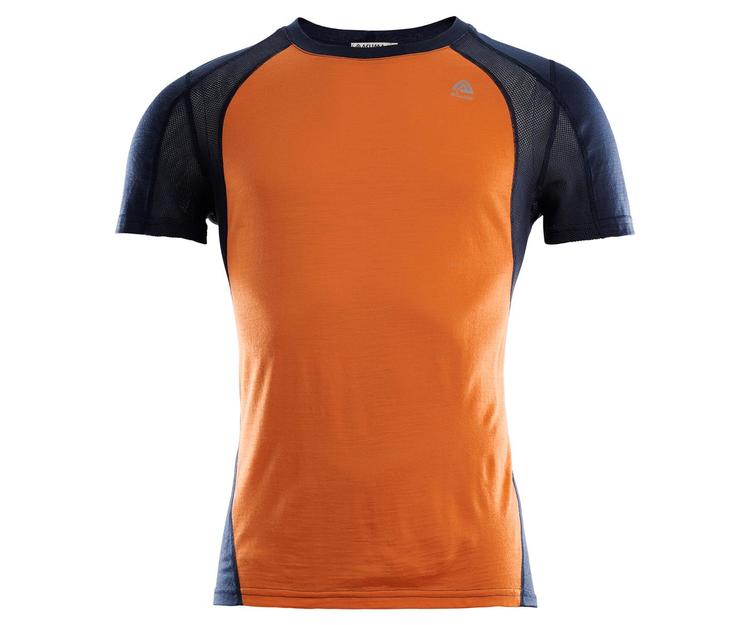 Aclima Tränings t-shirt LightWool Sports T-shirt Man Orange Popsicle/ Navy Blazer