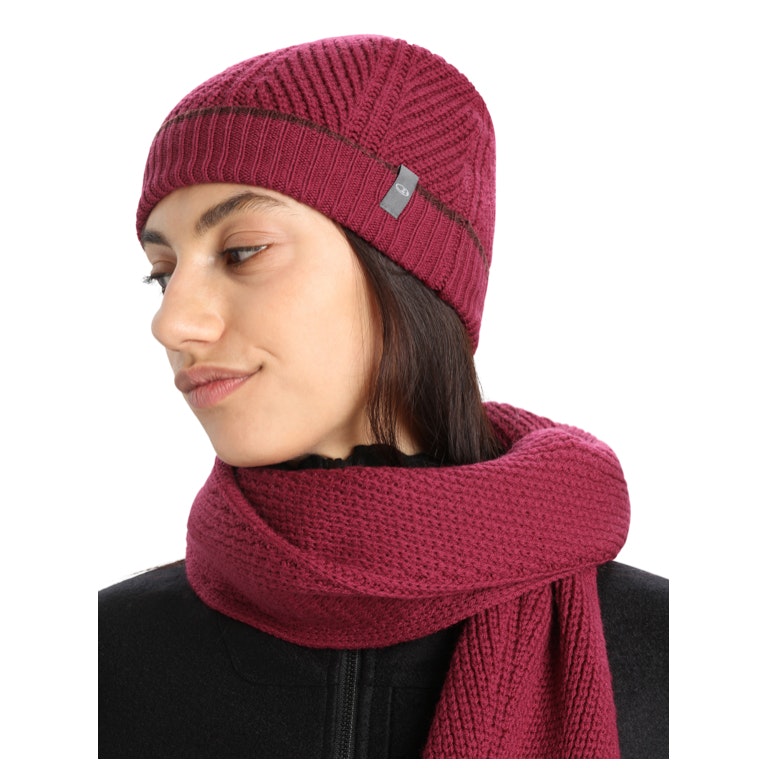 Icebreaker Halsduk Waypoint Scarf Cherry/Espresso