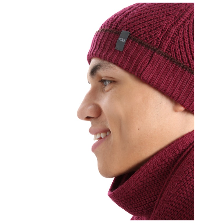 Icebreaker Mössa Waypoint Beanie Cherry/Espresso