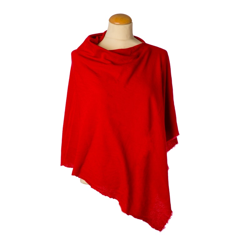 By Basics Poncho Small Chili Red