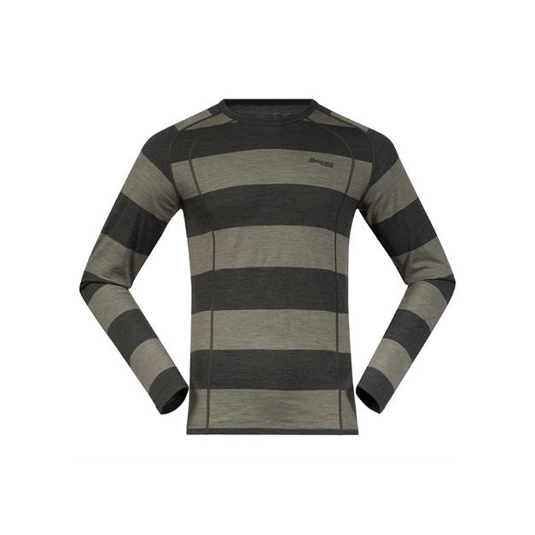 Bergans Underställströja Fjellrapp Shirt Striped Seaweed/Khaki Green Melange
