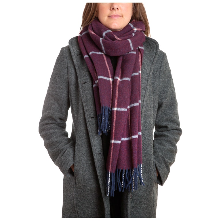 Mathlau Halsduk Wool Scarf Big Check -Purple