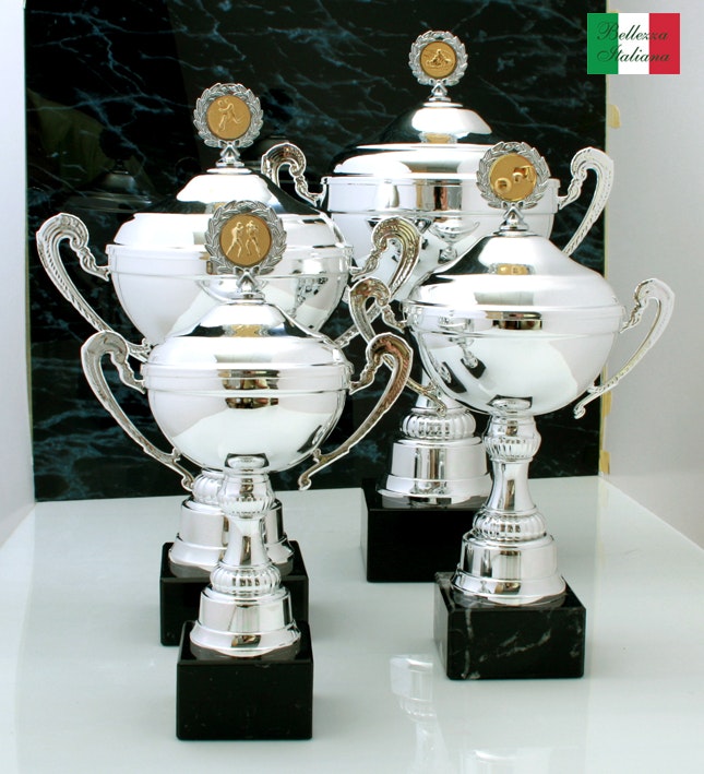 Silverpokal San Marino med metallskylt och digitaltryck