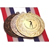 Medalj 50 mm med idrottsmotiv, band & text