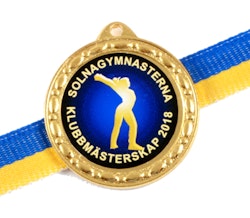 Medalj 32 mm med idrottsmotiv, band & text