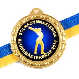 Medalj 32 mm med idrottsmotiv, band & text