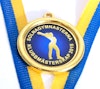 Medaljer i storlek 32 mm med valfritt idrottsmotiv, medaljband & egen text