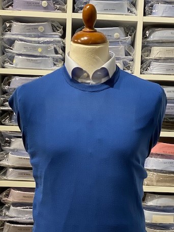 Rundhalsad tröja i Pima Cotton - blå 065