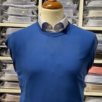 Rundhalsad tröja i Pima Cotton - blå 065