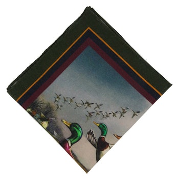 Grön Bröstnäsduk med ankor - siden