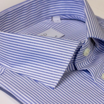 Vit/blå skjorta, Pinstripe, Oxford, 2-ply, B1015