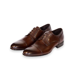 Mörkbrun sko, cap toe, italiensk kalvskinn, 1033