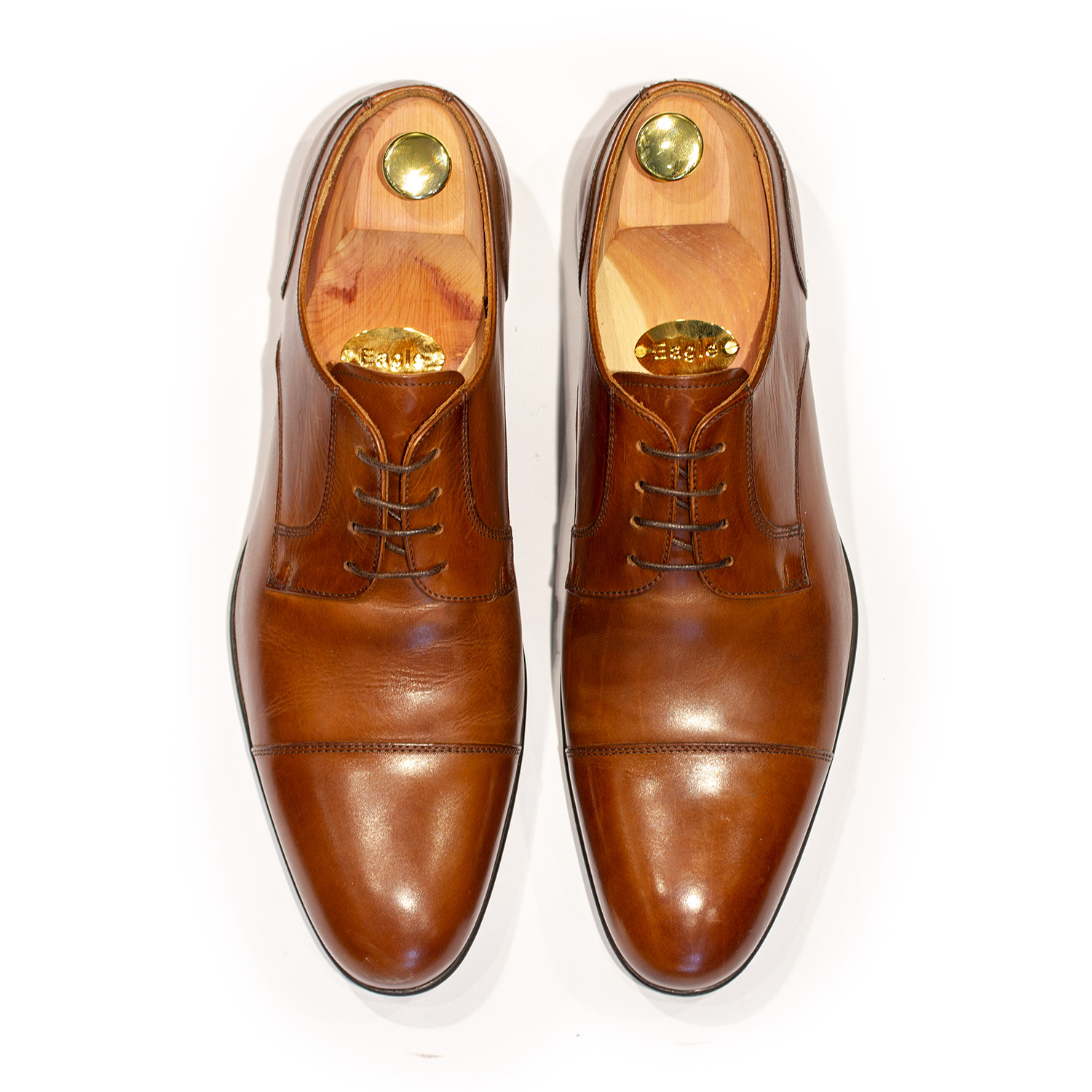 Ljusbrun sko, cap toe, italiensk kalvskinn, 1033