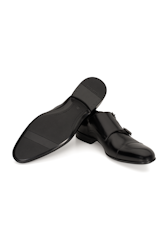 Svart sko, double monkstrap, Morandi 2563