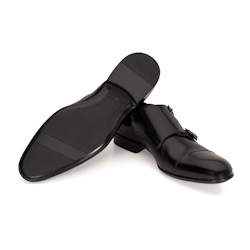 Svart sko, double monkstrap, Morandi 2563