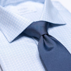 Rutig skjorta, vit med blå rutor, twill , 2-ply, B1041