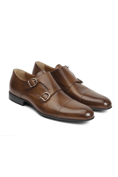 Ljusbrun sko i dubbel monkstrap, 2563
