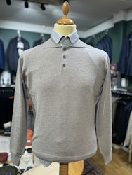 Polo långärmad stickad merino grå