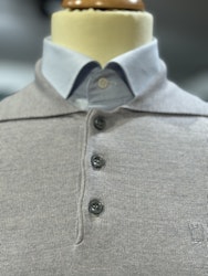 Polo långärmad stickad merino grå