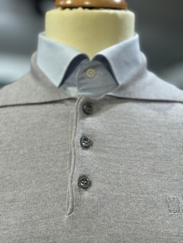 Polo långärmad stickad merino grå