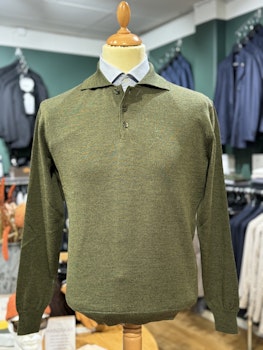 Polo långärmad stickad merino grön