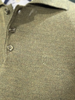 Polo långärmad stickad merino grön