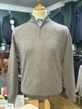 Turtleneck Halzip HZ  stickad merino - beige