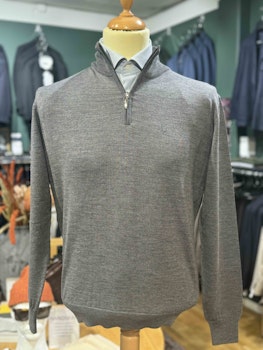 Turtleneck halfzip HZ  stickad merino - grå