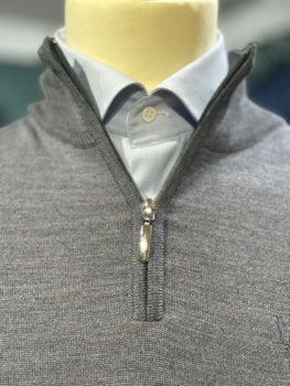 Turtleneck halfzip HZ  stickad merino - grå