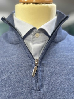 Turtleneck halfzip HZ  stickad merino - blå