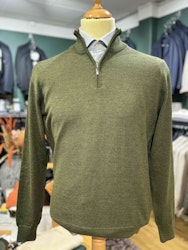 Turtleneck halfzip HZ  stickad merino - grön