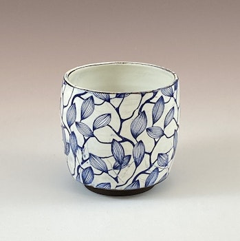 Liten Yunomi - kopp med blå blad