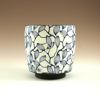 Stor Yunomi - kopp med blå blad