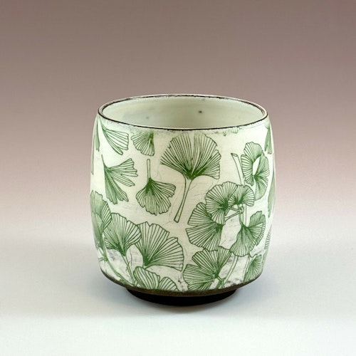 Stor Yunomi - kopp med grön Ginko