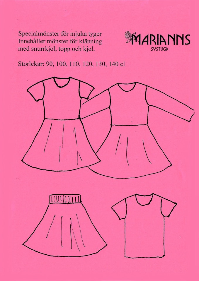 Symönster Gammelrosa - snurrklänning, kjol och tröja
