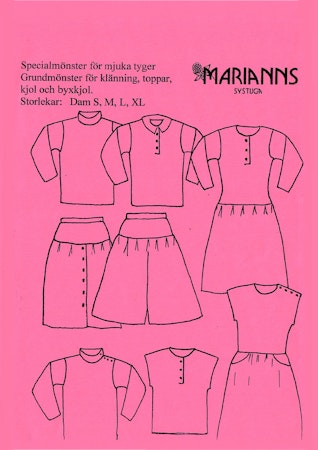 Symönster Mörkrosa - klänning, topp, byxkjol och kjol