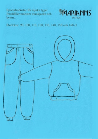 Symönster Blått - hoodie och byxa med ficka