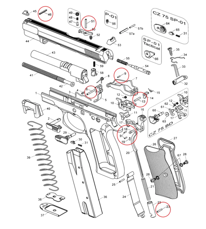 Eemann tech - Main spring plug pin for CZ