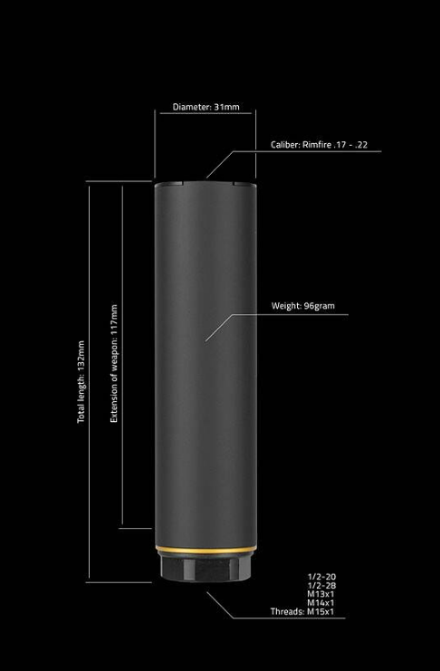 Stalon - RF Ljuddämpare -  M13*1, Rimfire .17 - .22