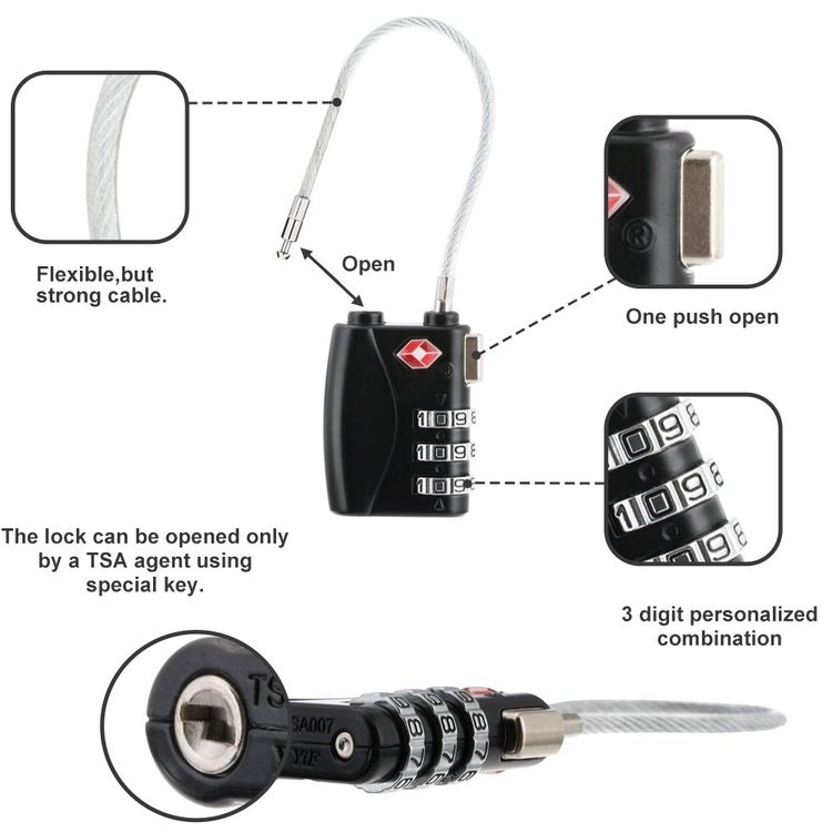 TSA lock with wire